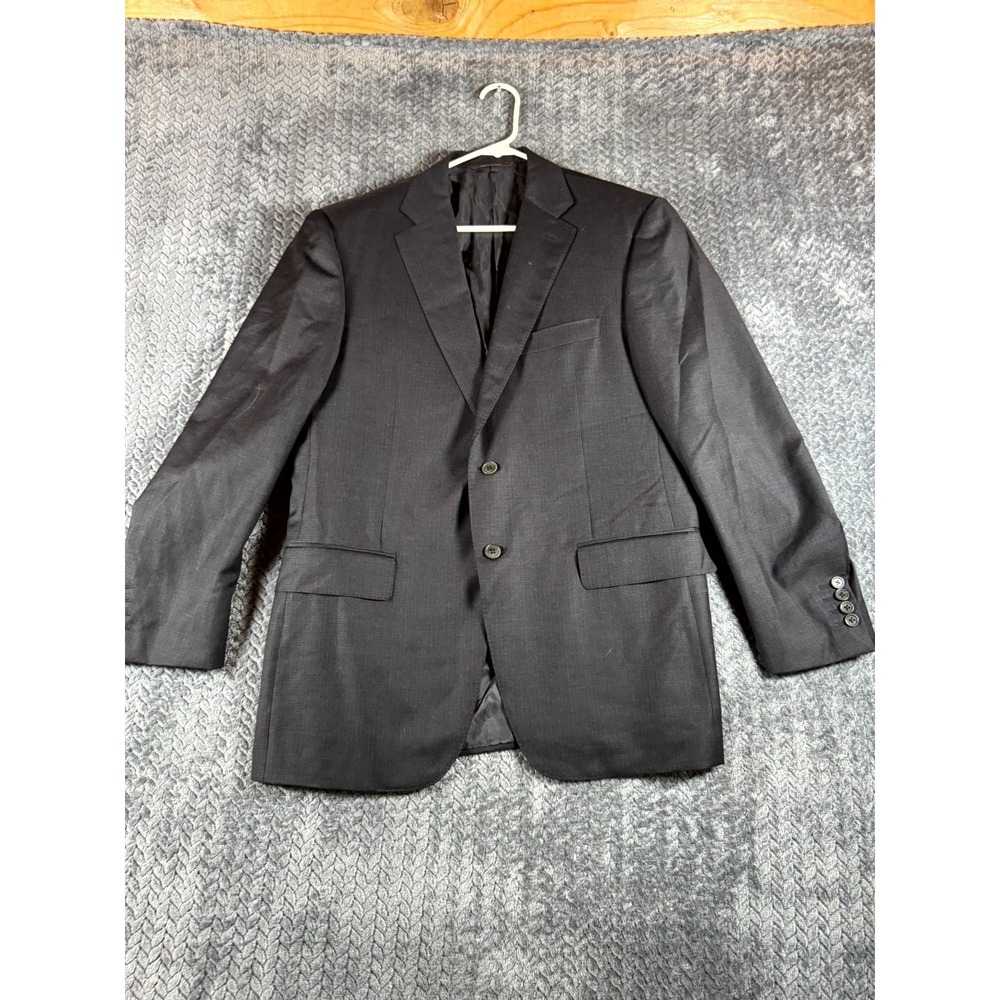 Canali Blazer Jacket Mens 50R Black Wool Notch Lapel Single Breasted Business